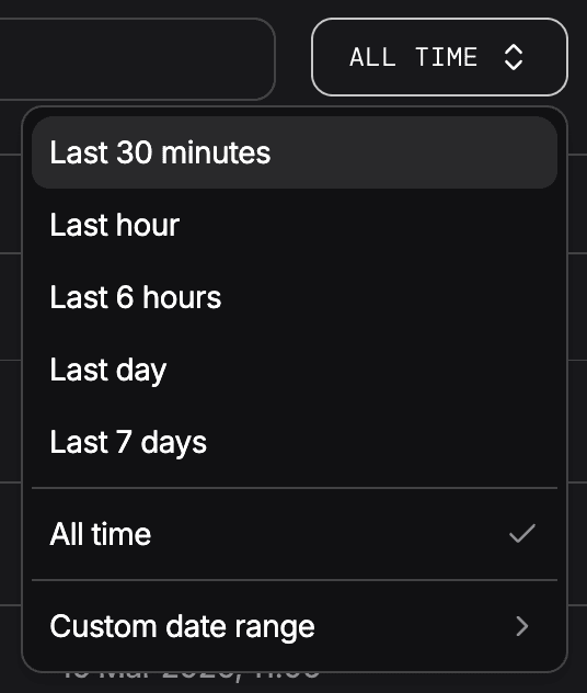 Date picker with preset and custom ranges